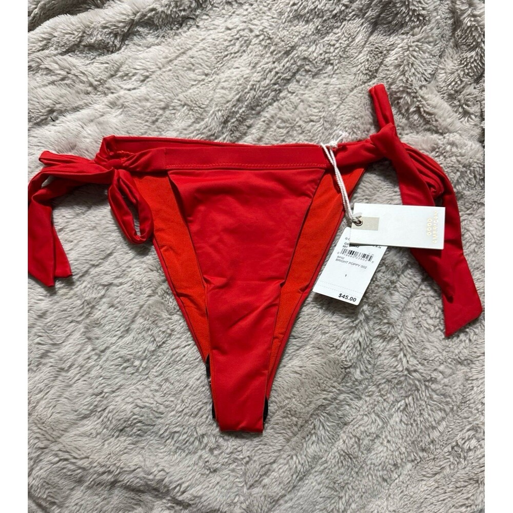 Good American Bright Poppy Side Tie Bikini Bottoms